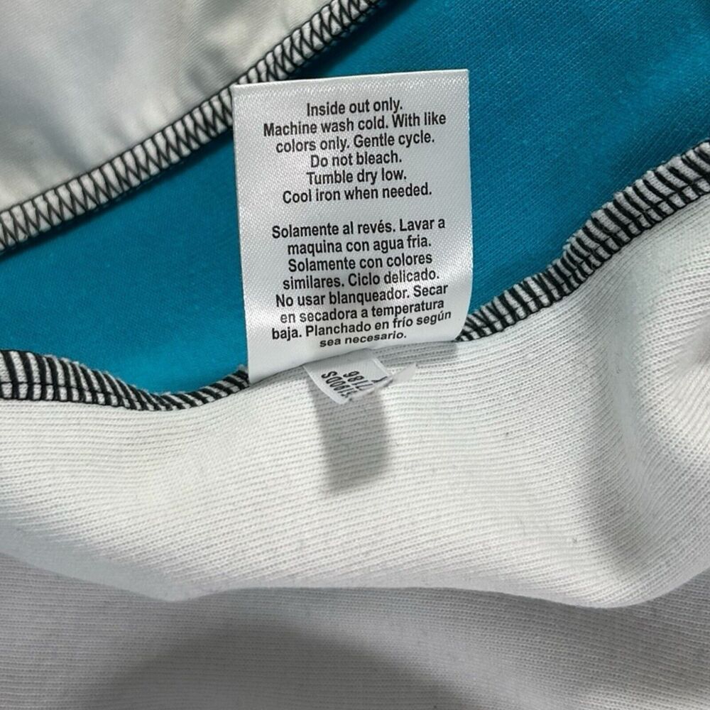 DKNY Sport XL Black White Blue Colorblock 1/4 Zip Crop Pullover Sweatshirt - Picture 8 of 9